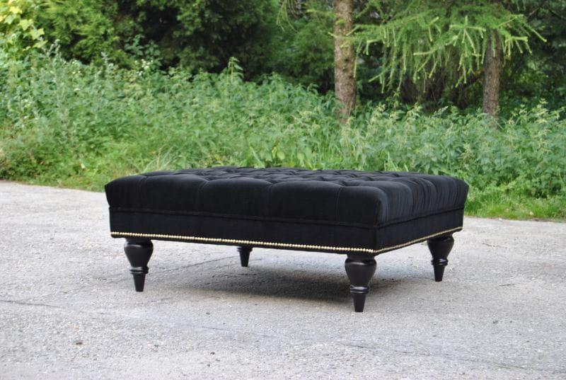 Chesterfield Stool Fabric Design Couch Upholstery Textile Modern Black Side Chair