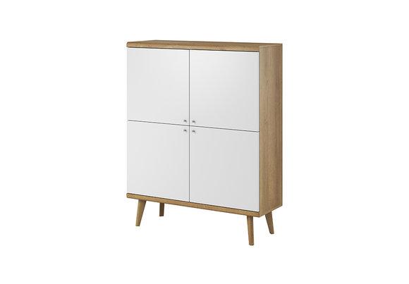 Living room designer sideboard with 4-swing doors in modern style made of real MDF