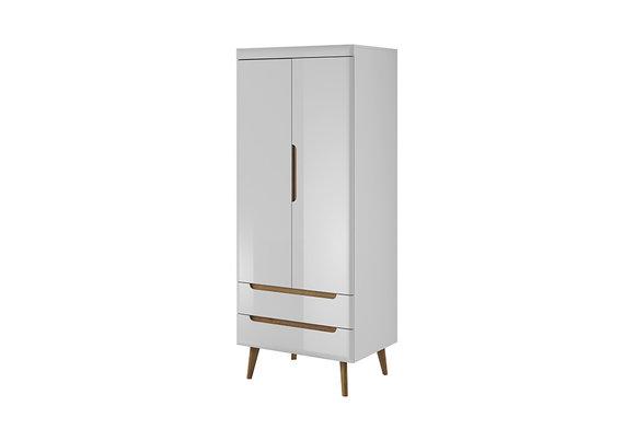 Modern style gloss wardrobe made of MDF with 2-swing doors & 2-sliding drawers 80cm