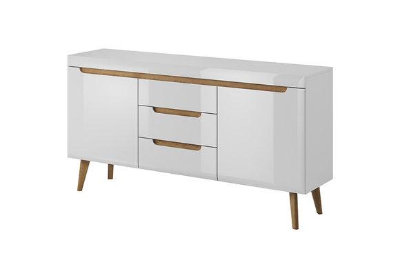 Modern style made of real MDF wooden gloss chest of 3-sliding drawers & 2- swing door