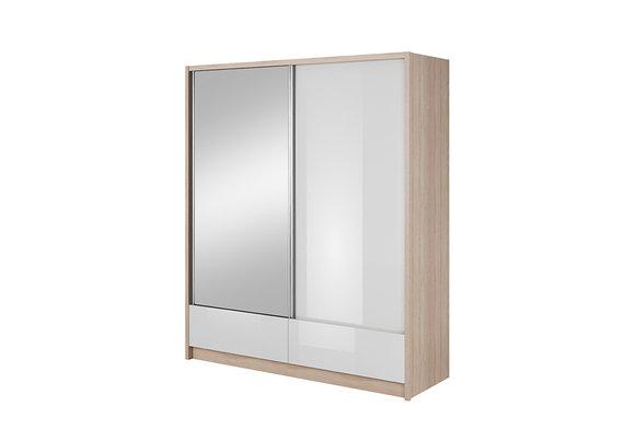 Modern style designer wardrobe made of MDF with 2-sliding doors & 2-sliding drawers with mirror 180cm