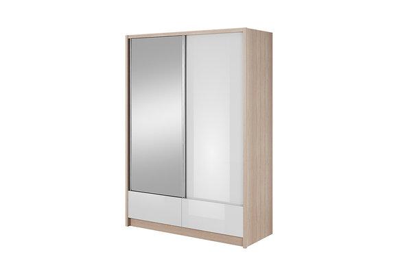 Modern style designer wardrobe made of MDF with 2-sliding doors & 2-sliding drawers with mirror 150cm