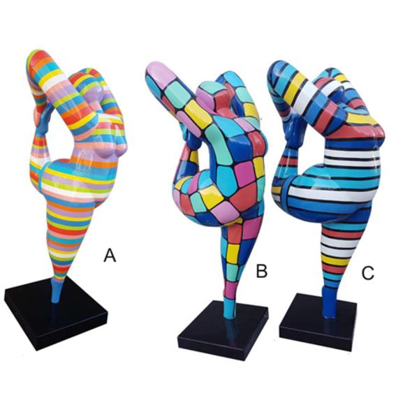 Decorative garden sculpture designed as colorful painted ballerina figure 200cm height