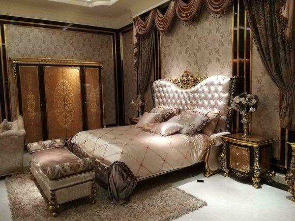 bed + 2x bedside tables 3 pcs. Italian Furniture Baroque Rococo Bedroom Set