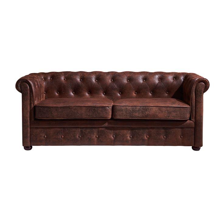 Chesterfield Mens Club Sofa Couch Leather Upholstery Two Seater Brown NEW jvfurniture®