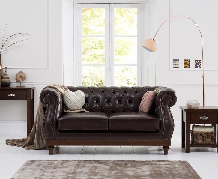 Chesterfield Sofa Classic 2-seater Upholstered Premium Faux Leather Brown With Soft Cushions New