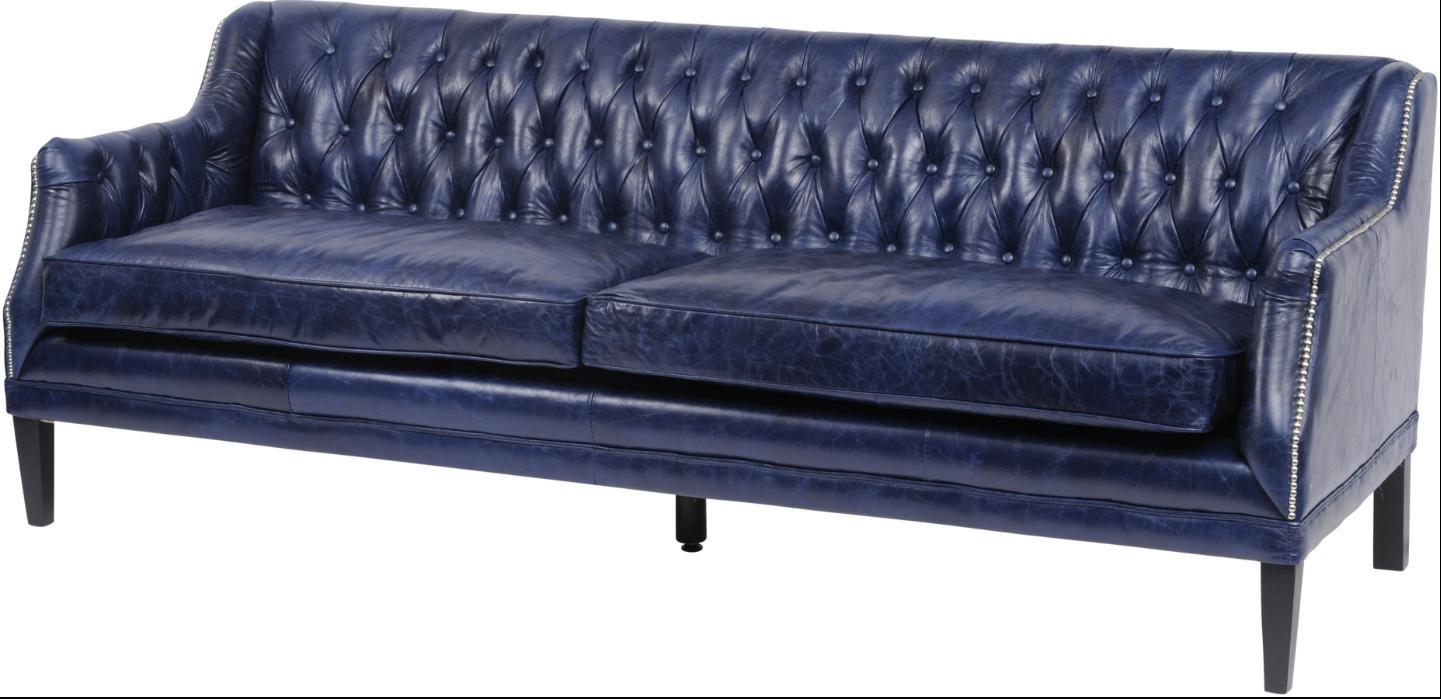 Blue Chesterfield sofa couch upholstery fabric leather couches set 4 seater new