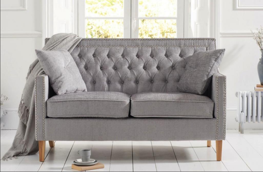 Grey Royal Couch - Luxury Chesterfield Furniture Upholstery Design Furniture Sofa 2-seater textile - jvfurniture®