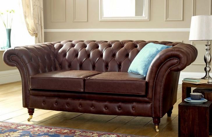 Chesterfield Mens Club Sofa Couch Leather Upholstery 2-Seater Brown NEW jvfurniture®