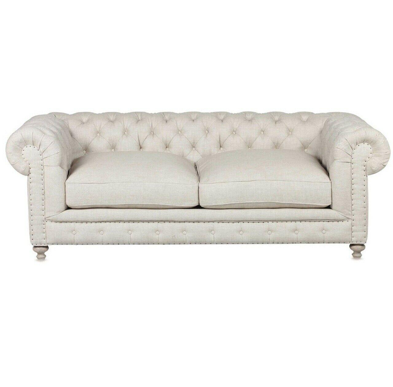 Chesterfield Beige sofa 3-seater couch upholstery fabric textile couches free choice of colour new