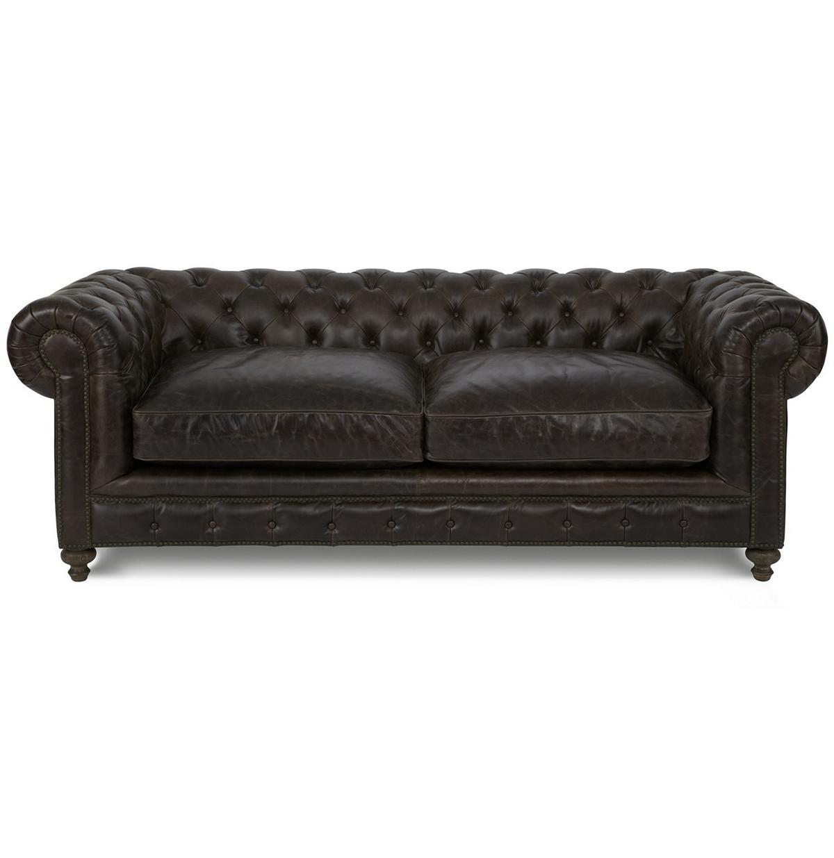 Chesterfield Classic Sofa 3-Seater Faux Leather Upholstered Black Seats With Cushions New