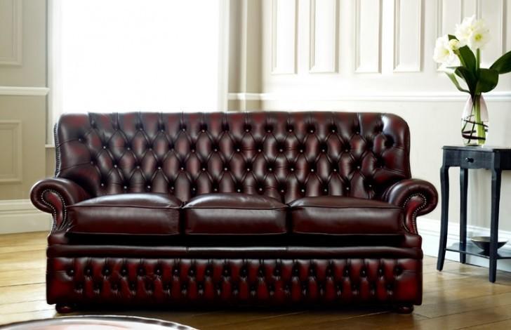 Chesterfield Classic sofa 3-seater couch upholstery fabric faux leather antique style new brown red