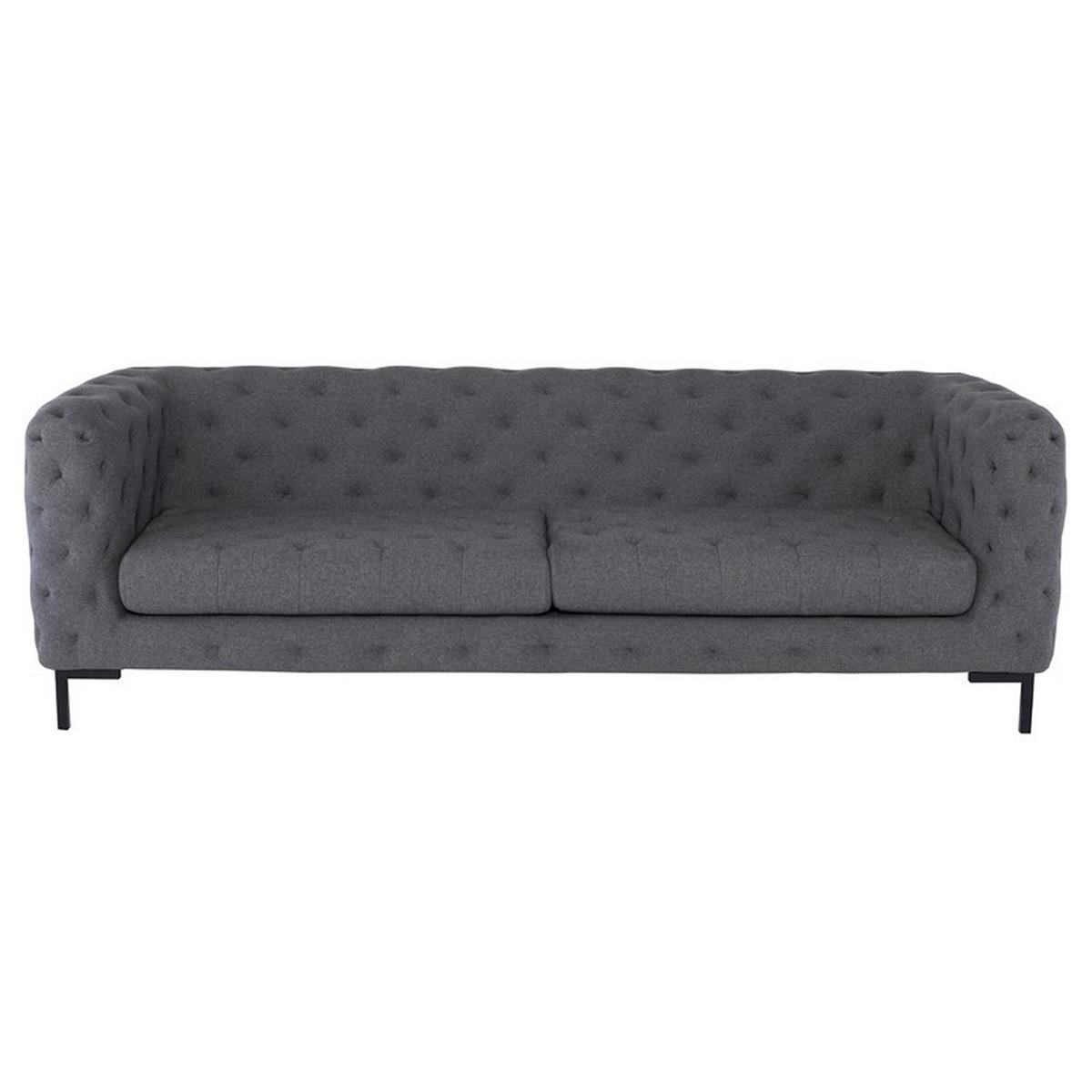 Grey Chesterfield sofa 3-seater couch upholstery fabric leather couches textile modern style