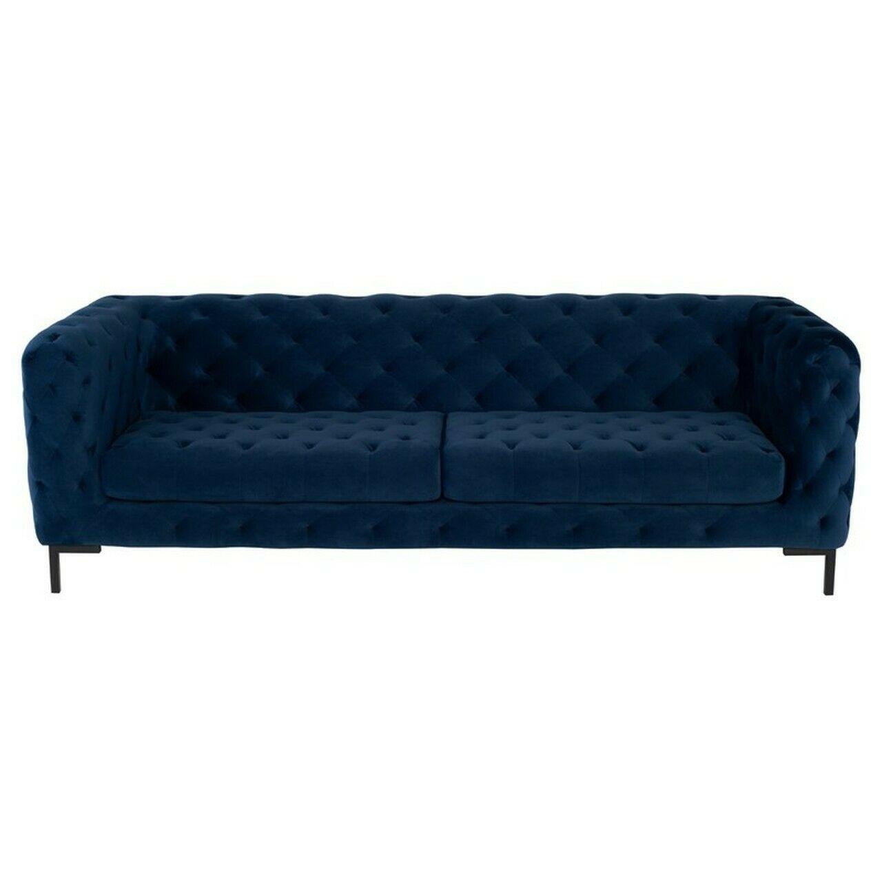 Blue Sofa textile 3-seater Chesterfield sofa couch upholstery fabric couches new Premium Living Room