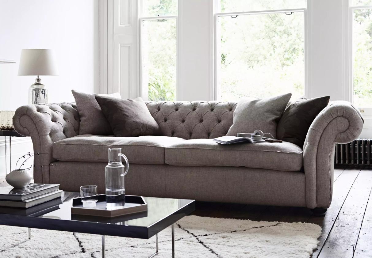 Fabric Textile sofa comfortable sofa 4-seater grey Couch Chesterfield new with cushions jvfurniture®