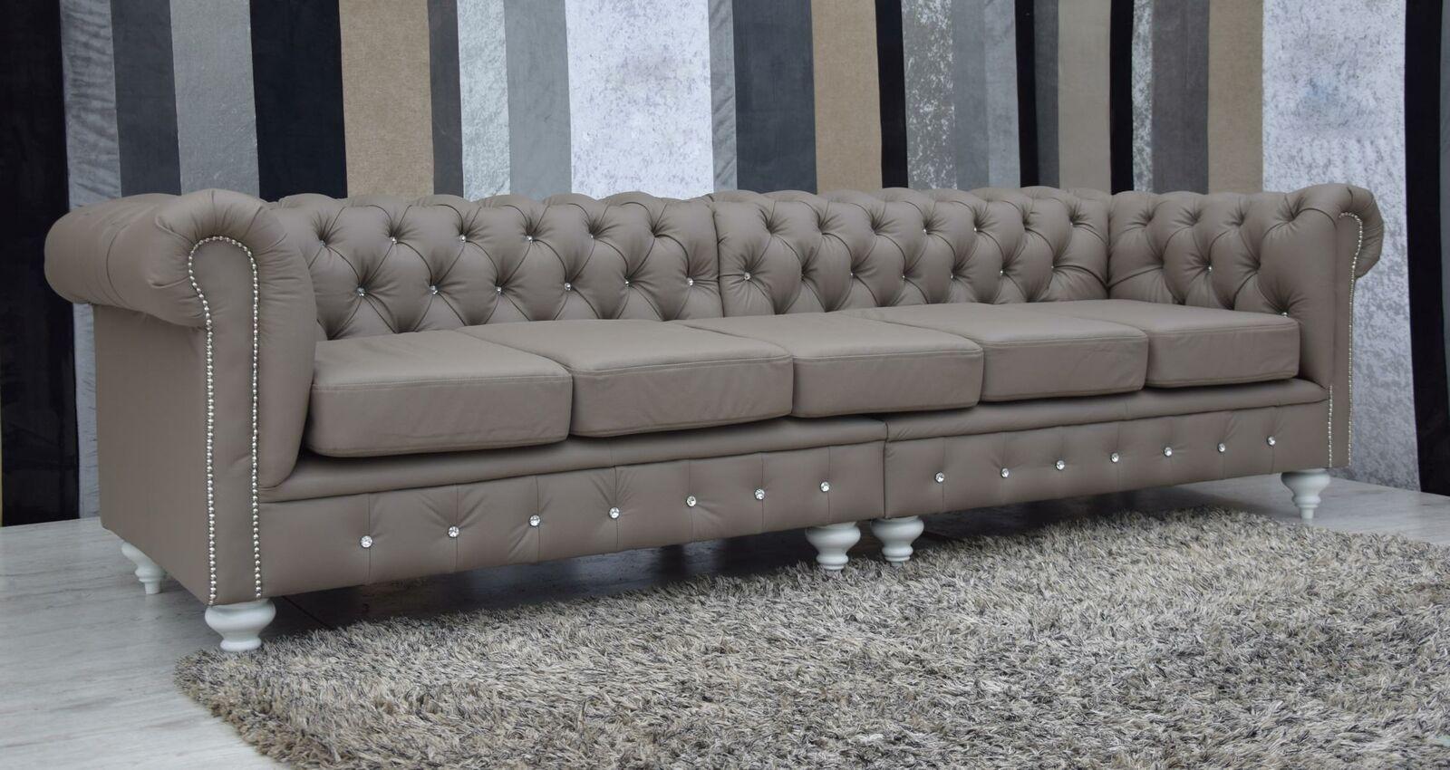 Chesterfield sofa 5-Seater couch upholstery faux leather couches grey free colour choice 2 parts