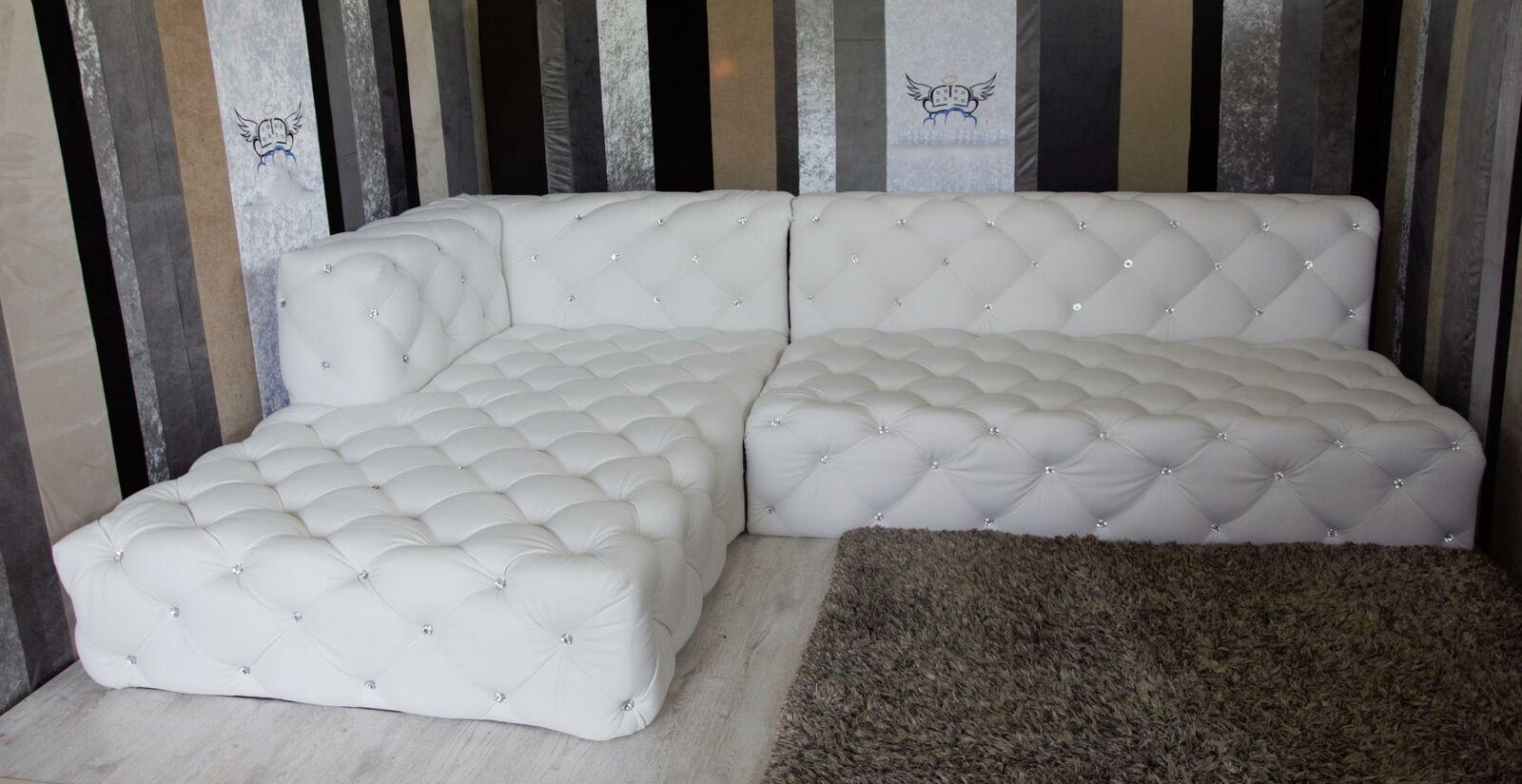 Design corner sofa couch leather upholstery sofa corner set crystal stones corner sofa new