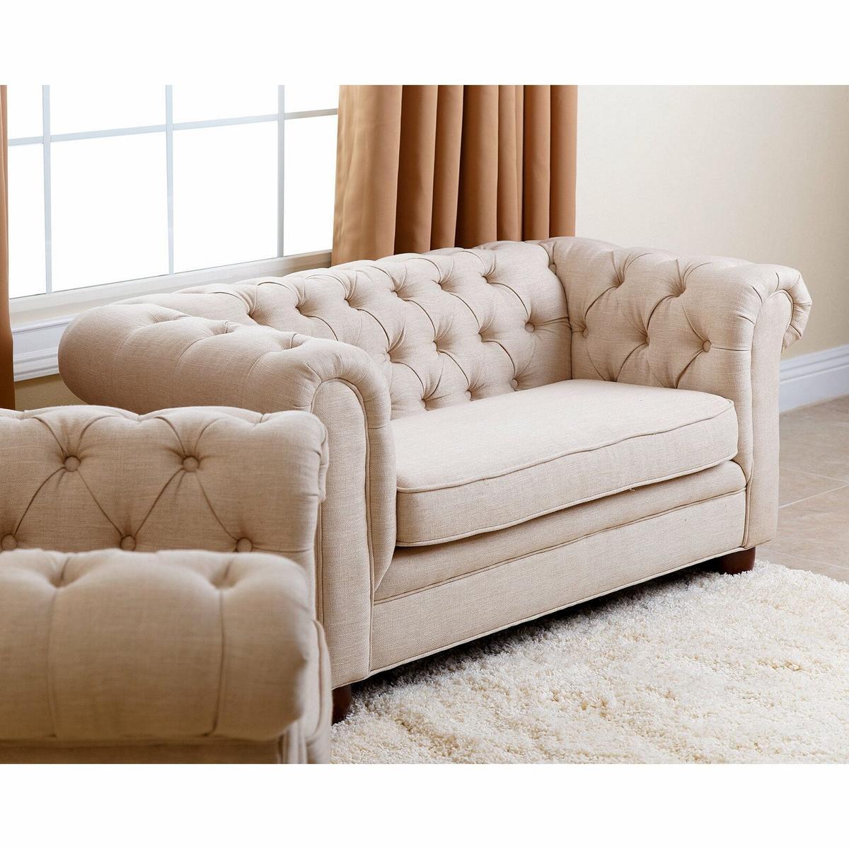 Chesterfield 2-seater sofa Cozy couch Textile Fabric Modern Style Living Room Upholstered Couch JVFurniture®