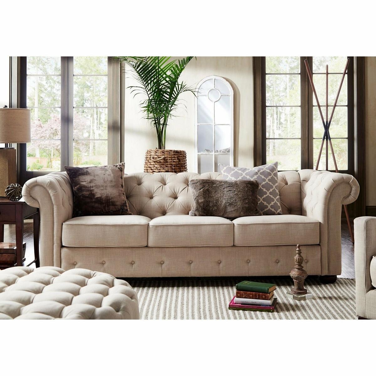 Country style furniture - Chesterfield sofa set 3+2 seaters set fabric upholstered jvfurniture®