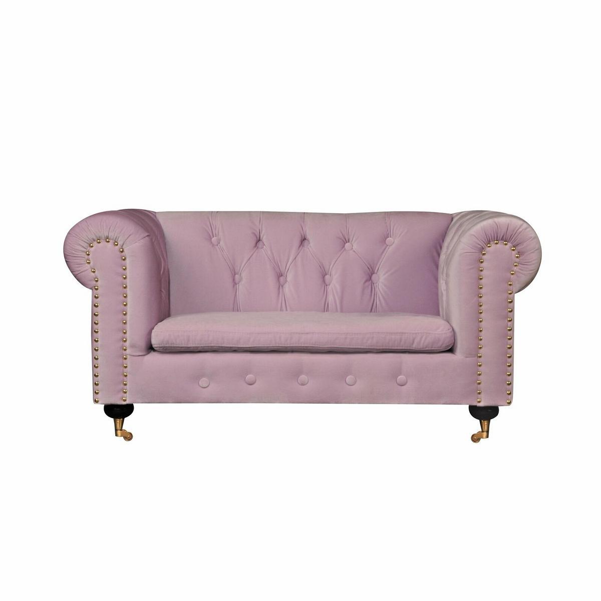 Pink Chesterfield sofa couch upholstery fabric leather couches textile on caster wheels new