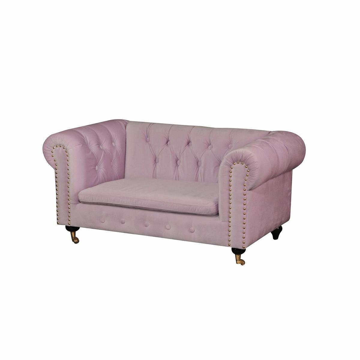 jvfurniture® leather sofa couch design upholstery 2-seater couch set pink New on Casters