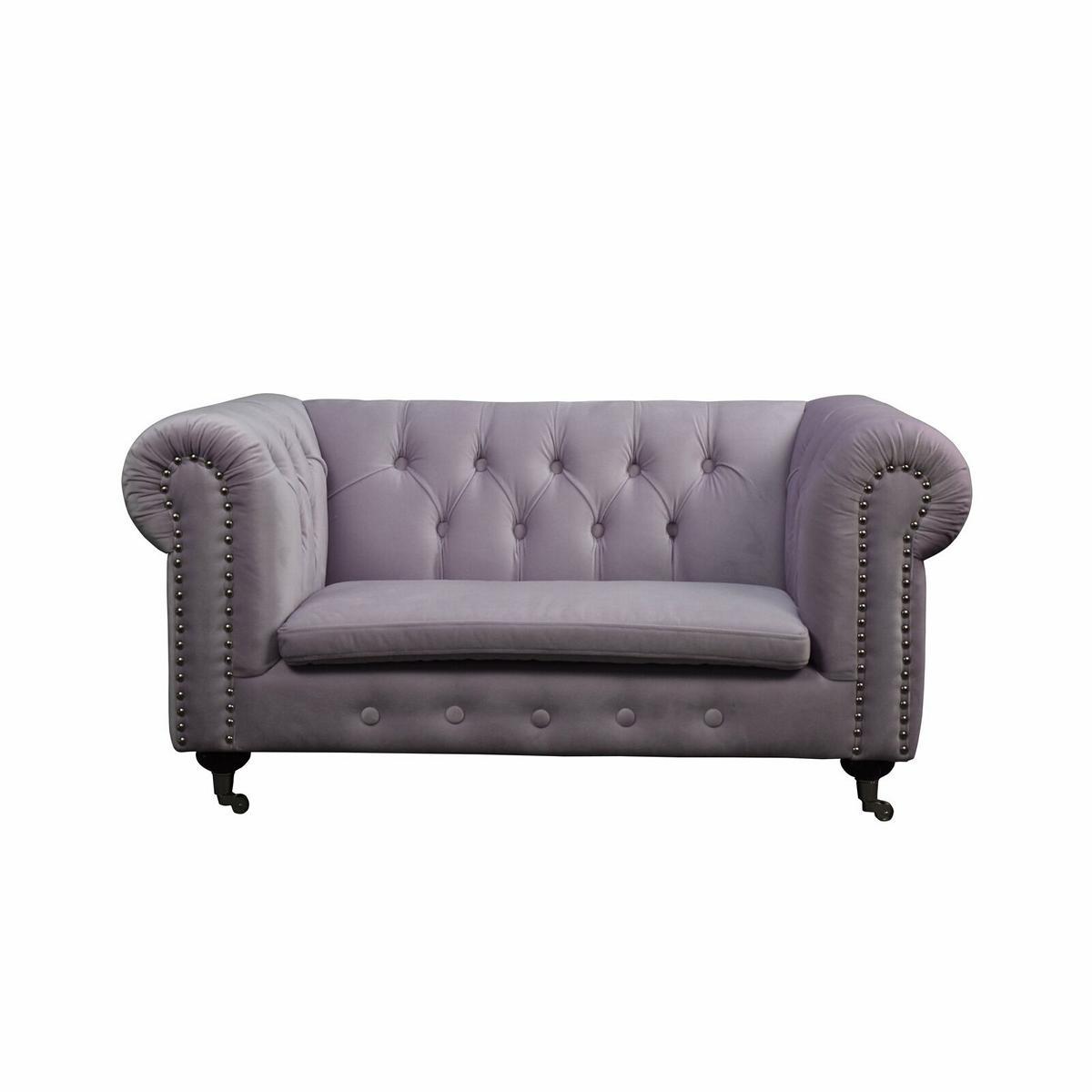 Chesterfield 2-Seater Classic Luxury Baroque Rococo Sofa Textile Leather Couch with Wheels