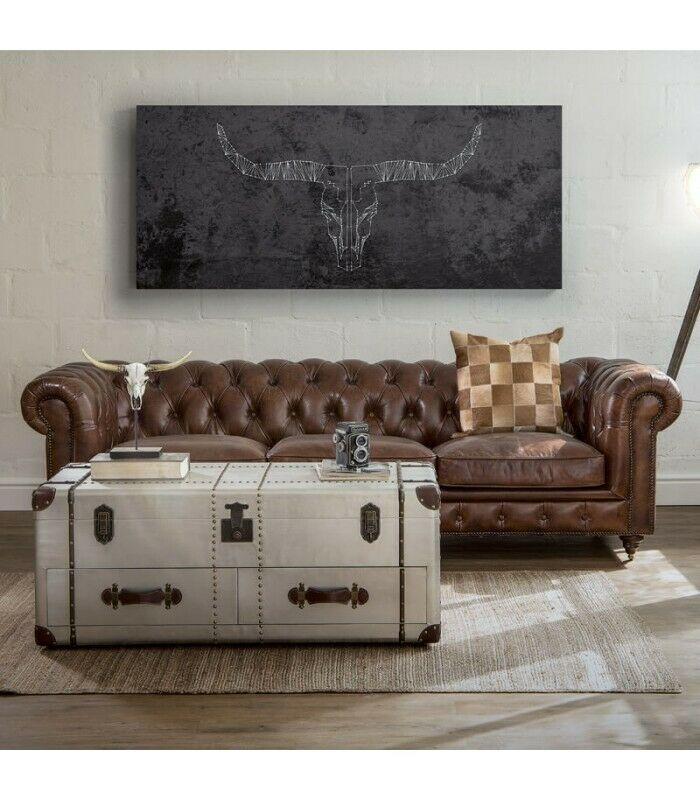 English Chesterfield Couch Leather Sofa Couches 3-seater Brown With Casters Wheels