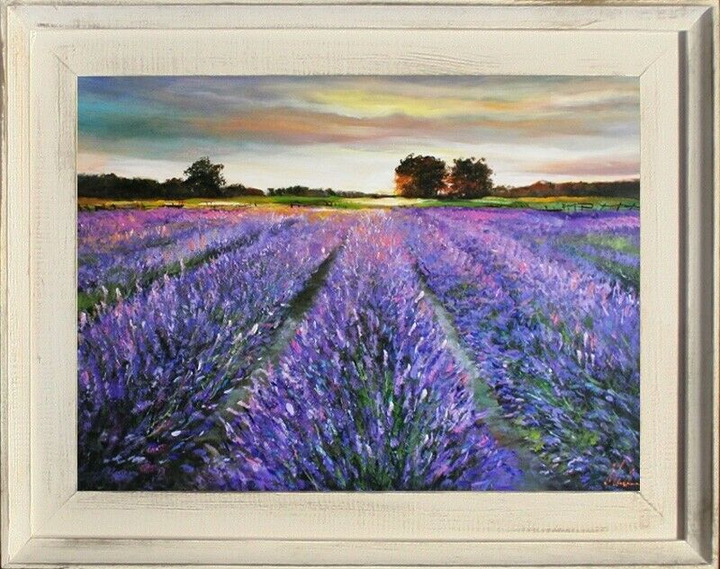 Lavender Flowers Plants Picture Painting Oil Painting With Frame IMMEDIATELY