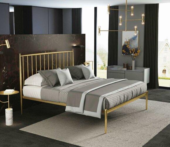 Italian designer double bed in modern style made of stainless steel 180x200cm size