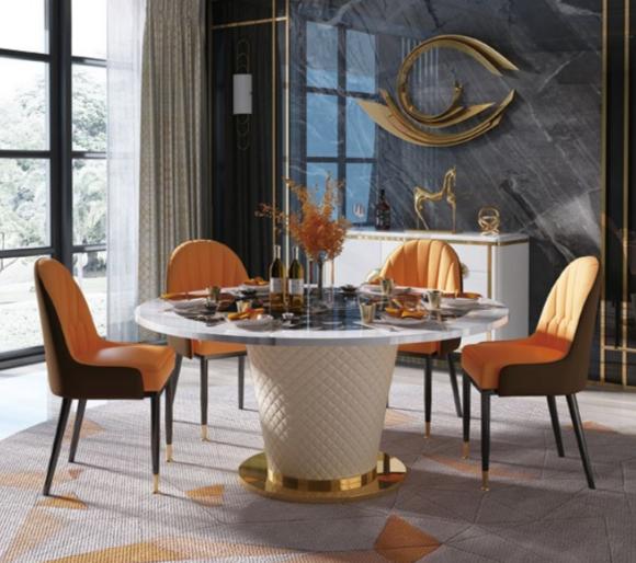 Luxury Dining Table Round Dining Tables Swivel Living Dining Room Round Table Stainless Steel New