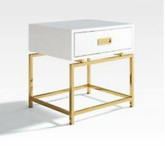 Nightstand Chest of Drawers High Gloss Gold Stainless Steel Side Table Console