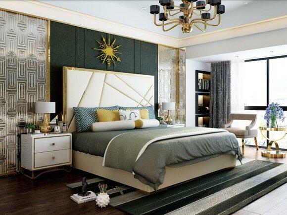 Modern style leather double bed in modern style made of real wooden frame 180/200x200cm sizes