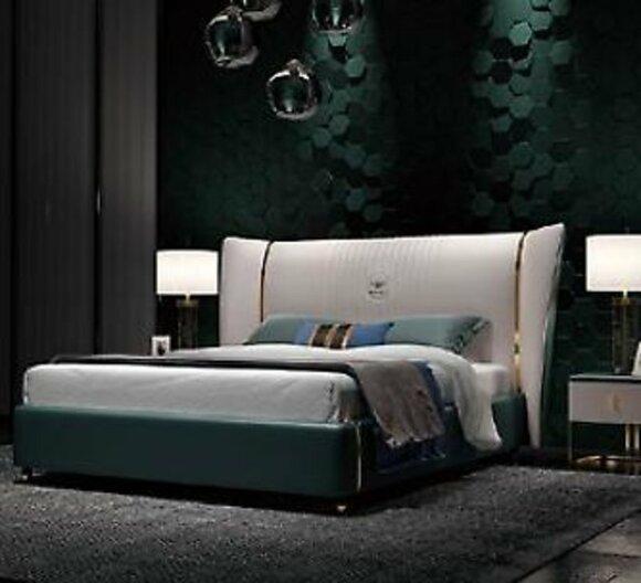 Modern style massive marriage leather double bed made of real wooden frame 180/200x200cm sizes