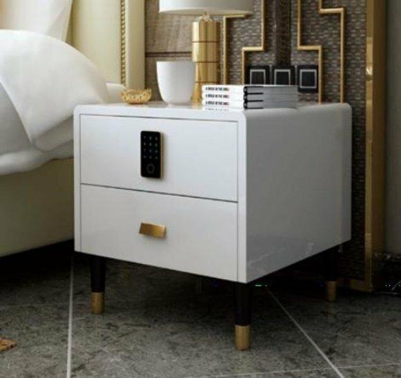 Nightstand Chest of Drawers Side Table Console High Gloss Gold White Table