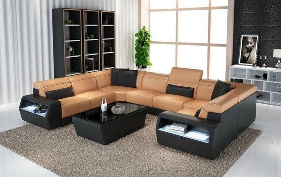 Corner Sofa Leather Sofa Couch Upholstery Corner Seat Living Area U-Shape Big xxl