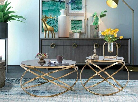 Side Couch Table Round Tables Round Sofa Metal Glass Designer Luxury design