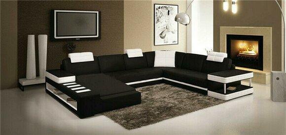 U Shape Sofa Couch Upholstery Living Set Design Luxury Corner Sofa Leather New