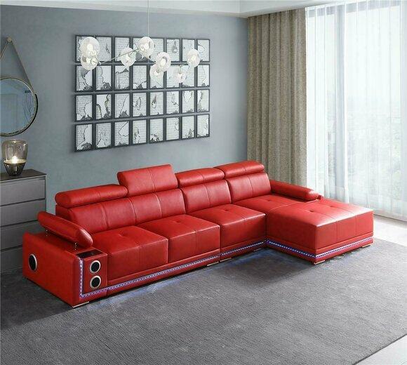 Couch Lighted Leather Corner Sofa L Shape Sound Led Boxes Modern Sofa Couches