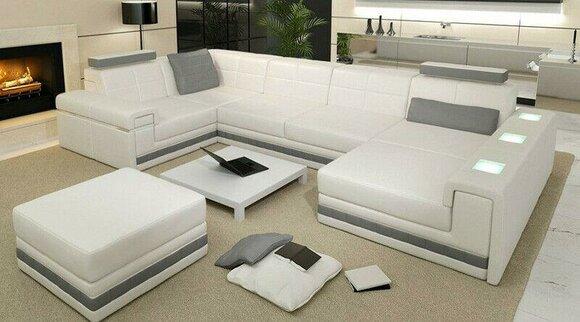 Corner Sofa Sofa Living U Shape Upholstery Couch Leather Sofa + Stool Leather Sofas