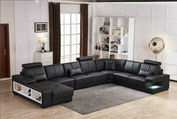 XXL BIG Living Area U Shape Corner Sofa Couch Upholstery Set Leather New