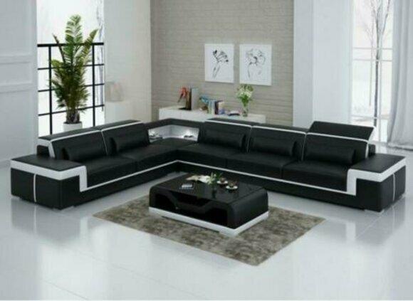 Designer Sofa Couch Corner Sofa Leather Textile Upholstery Set Living Room Landscape L Shape