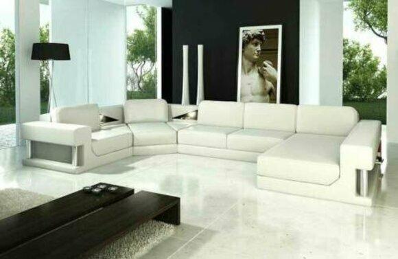 Big xxl leather sofa couch upholstery corner lounge set u shape