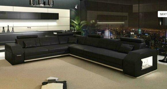 Designer Sofa Couch Corner Sofa Leather Textile Upholstery Set Living Room Landscape L Shape