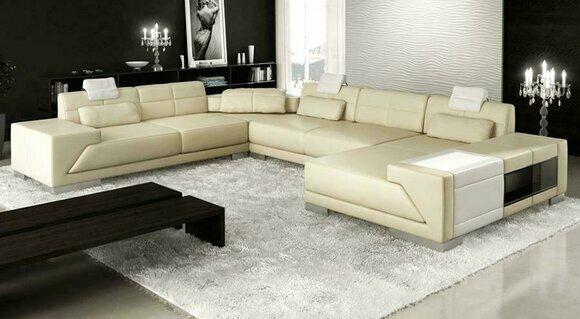 XXL BIG Living Area U Shape Corner Sofa Couch Upholstery Set Leather New