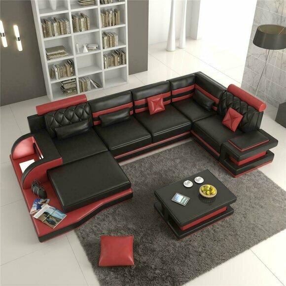 Corner Sofa Leather Sofa Big XXL U Shape Living Landscape Sofa Couch Set Leather Sofas