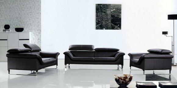 Leather Sofa Couch Living Set 3+2 Seater Design Modern Sofa Black