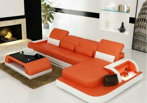 Living Landscape Corner Sofa Leather Sofa Corner Couch Sofa With Shelf Upholstery Led Black