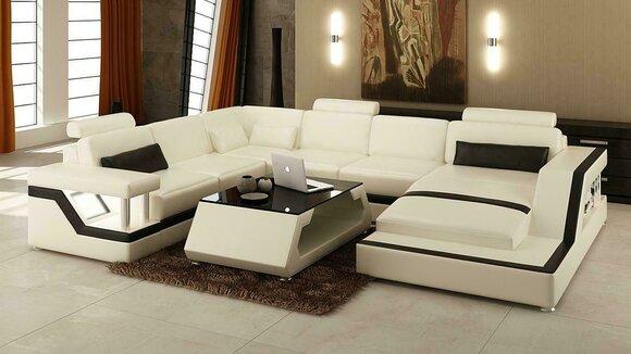 Illuminated Living Room Corner Sofa Upholstery Corner Seat Set Leather Couches Sofa New