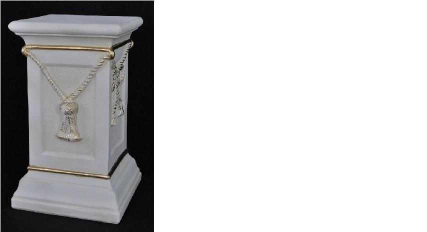 Decorative stucco/acrylic floor stand in antique rectangular column style, 43cm height, model - 1018