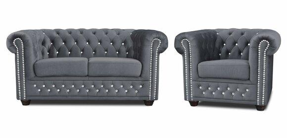 Chesterfield Sofa Set 2+1 Seater Design Couch Upholstery Sofa Set New